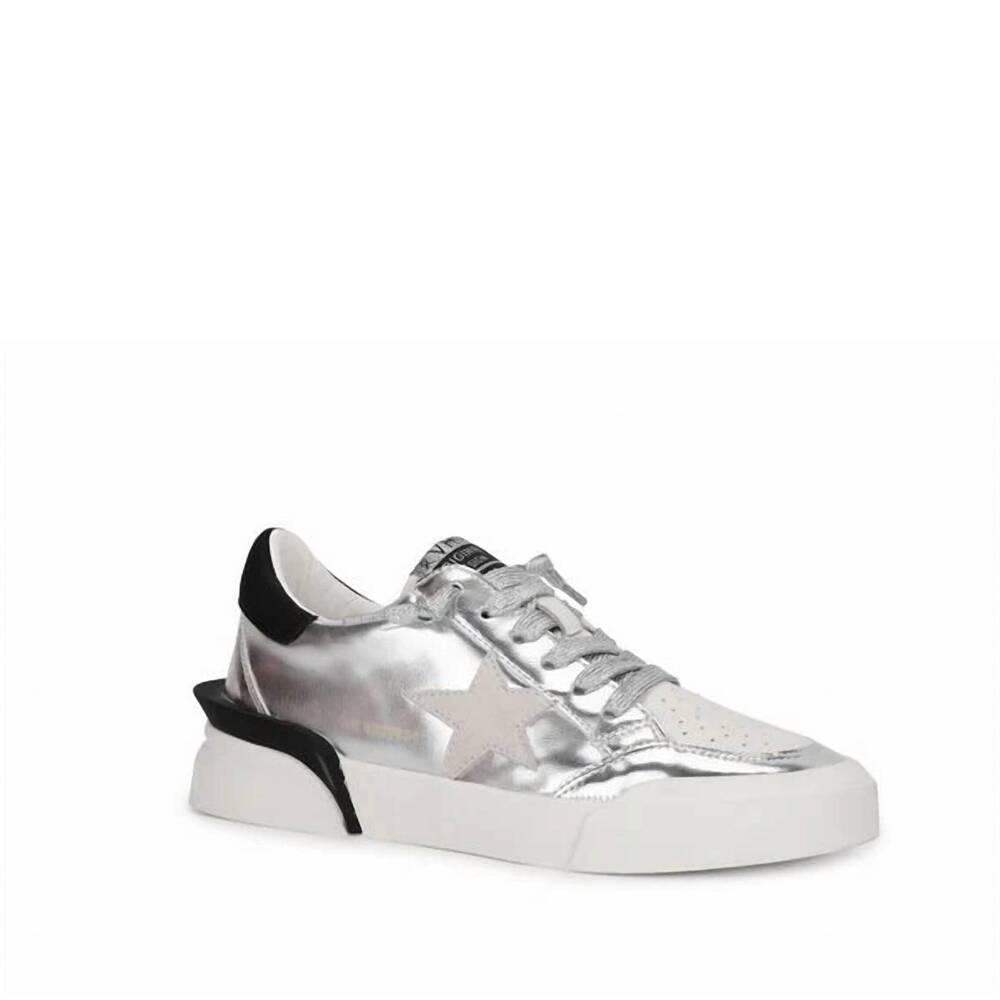 NEW VINTAGE HAVANA women's laser chrome sneaker in silver